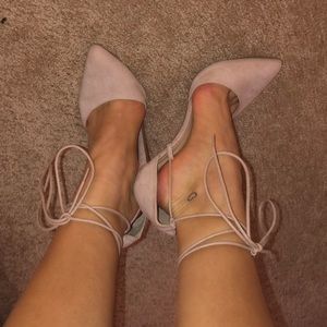 Charlotte Russe light pink lace up heels